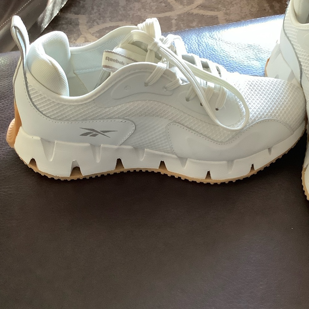Reebok White and Tan Running Shoes